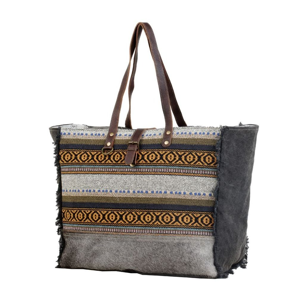 Myra Bag Mellow Weekender Tote Canvas Leather - Picture 2 of 5